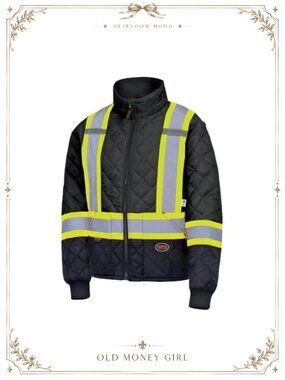 Men's Hi Vis Quilted Freezer Work Jacket Reflective Safety Coat